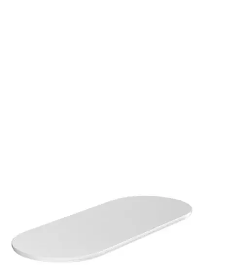 Weißer, ovaler Deckel von Hansgrohe, geeignet für einen Ablagekorb, einfaches Design ohne sichtbare Markierungen oder Beschriftungen.